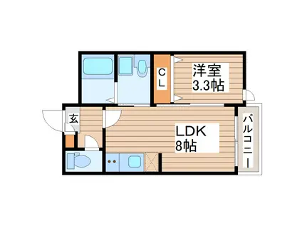 メゾン・ド・エスポワール宮千代(1LDK/2階)の間取り写真