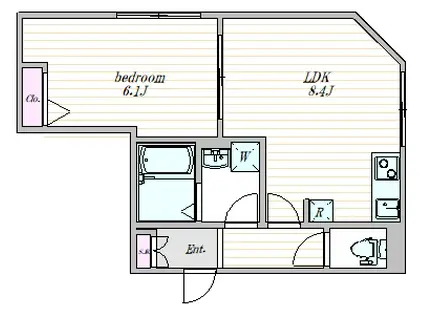 ザ・クラスアーバンス早稲田南(1LDK/2階)の間取り写真