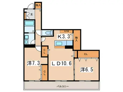 PALAZZO淵野辺I(2LDK/3階)の間取り写真