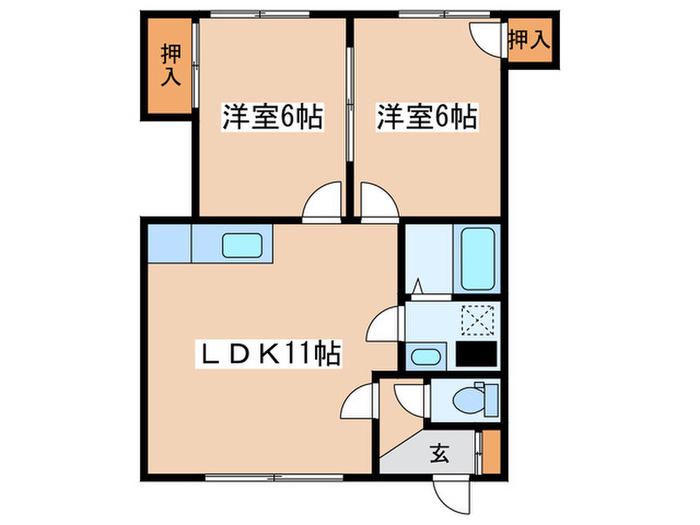 コーポ丸正(2LDK/1階)の間取り写真