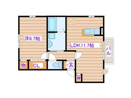 コンフォート高松(1LDK/2階)の間取り写真