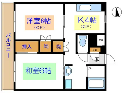 ビオ・トープ(2K/3階)の間取り写真
