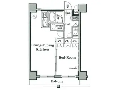 レジディア月島III(1LDK/10階)の間取り写真