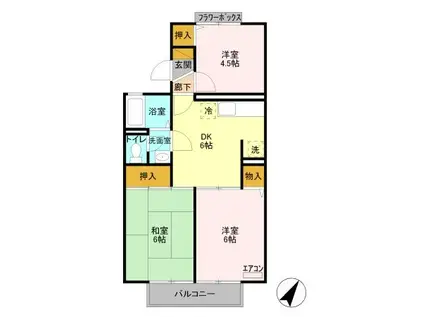 サンラインI(3DK/2階)の間取り写真