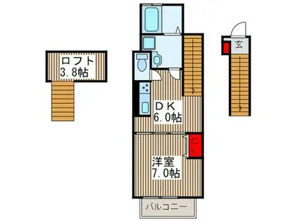 レジデンス武蔵浦和II(1DK/2階)の間取り写真