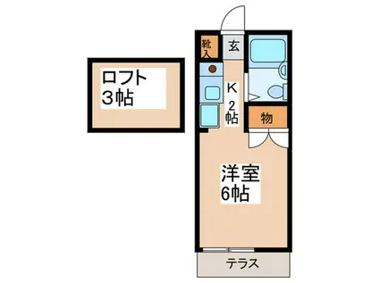 フレスノパーク西原(1K/1階)の間取り写真