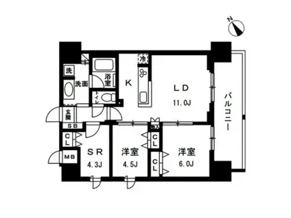 アルファレジデンシア南千住(2SLDK/14階)の間取り写真