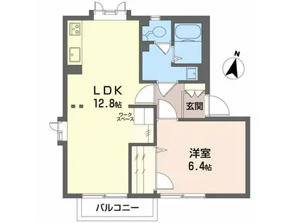 グランドリジェールII E棟(1LDK/1階)の間取り写真