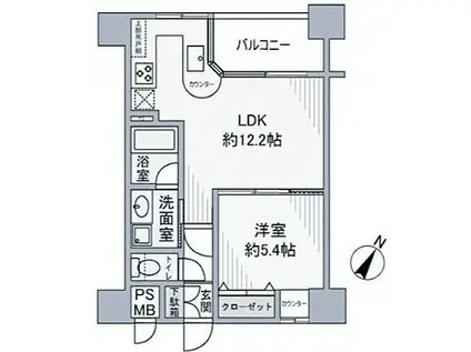 パレ・ソレイユ相模大野ステーションフロント(1LDK/2階)の間取り写真