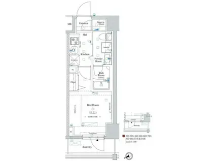 AXASレジデンス目黒東(1K/6階)の間取り写真