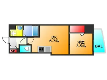 セレニテ堺筋本町SUD(1DK/13階)の間取り写真
