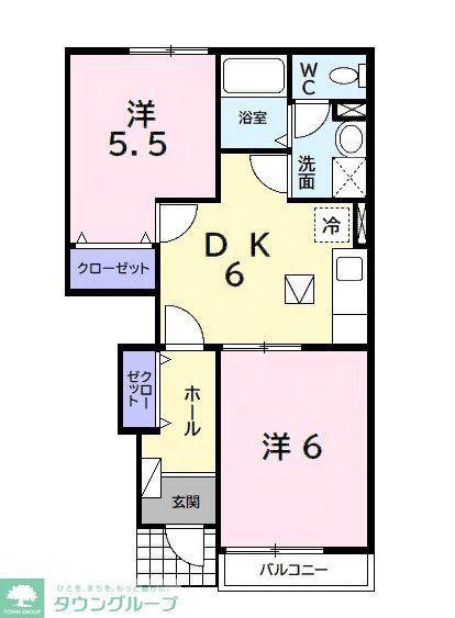 プラムフィールドC(2DK/1階)の間取り写真
