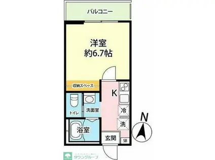 キャメル新八柱2B(1K/3階)の間取り写真