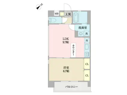 WINGS楚辺(1LDK/6階)の間取り写真
