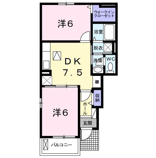コッティE(2DK/1階)の間取り写真