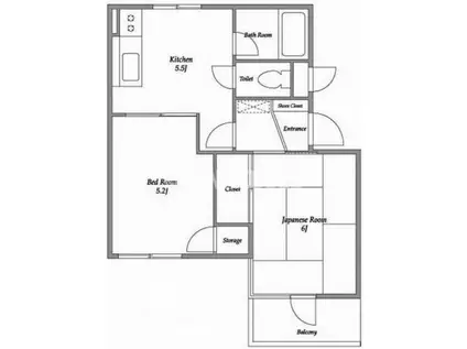 エレガン学芸大学(2K/2階)の間取り写真