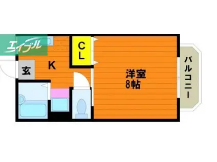 ベレール清心(1K/2階)の間取り写真