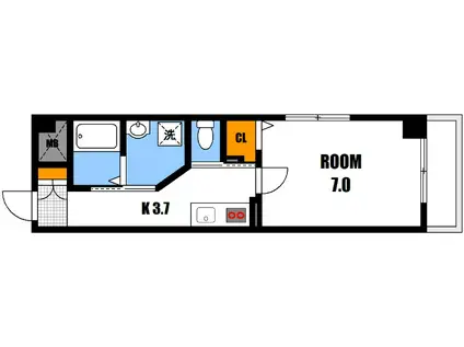 CASA&MICHIROOM戸坂桜上(1K/3階)の間取り写真