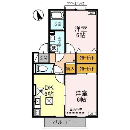 カーサ・アルエット(2DK/1階)の間取り写真