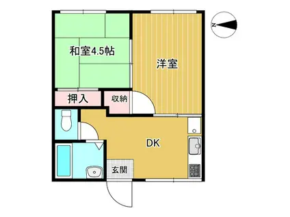 クローバー(2DK/1階)の間取り写真