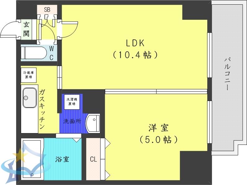 WILL DO南12条(1LDK/4階)の間取り写真