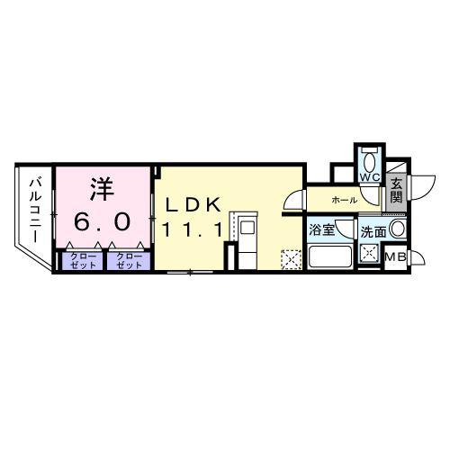 スカイノッツ北赤羽(1LDK/3階)の間取り写真