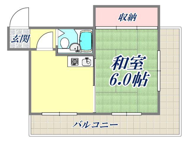 ウィンドフォー南本町(1K/6階)の間取り写真