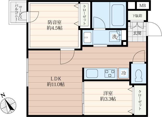クリオ ラモード新江古田サウンドテラス(1SLDK/3階)の間取り写真