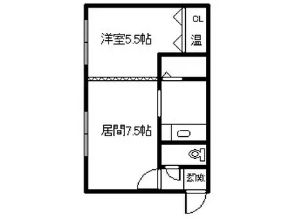 ドリームB(1DK/3階)の間取り写真