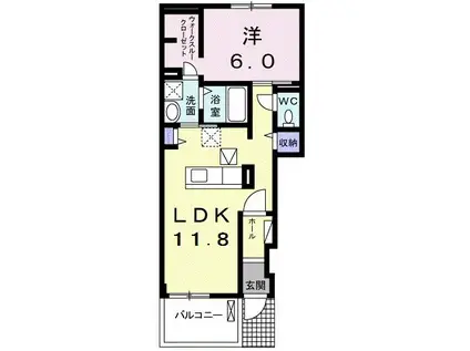 グランツ きたはま(1LDK/1階)の間取り写真