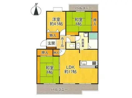 津々山台第二5棟(3LDK/4階)の間取り写真