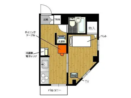 YM潮見駅前2 ガーデンハイム(1DK/1階)の間取り写真