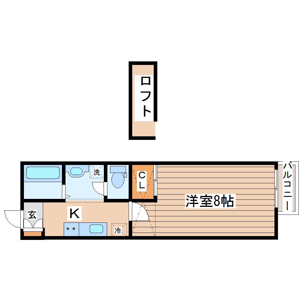ブルーリーフII(1K/2階)の間取り写真