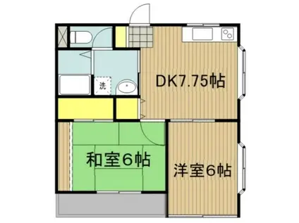 ウイングK(2DK/2階)の間取り写真