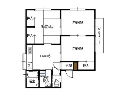 コーポ・ハニー(3DK/1階)の間取り写真