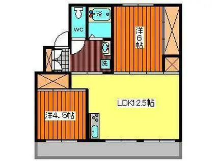フォルクロール河辺 001号棟(2LDK/1階)の間取り写真