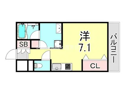 ジオエント西宮北口(ワンルーム/13階)の間取り写真