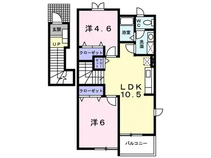 リベラール籐(2LDK/2階)の間取り写真