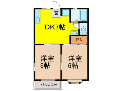 マロニエハイツ(2DK/2階)の間取り写真