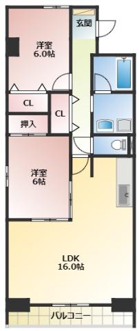 シティプラザ浜松(2LDK/3階)の間取り写真