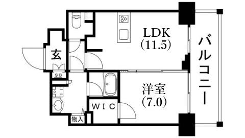 プレサンス THE神戸(1LDK/11階)の間取り写真