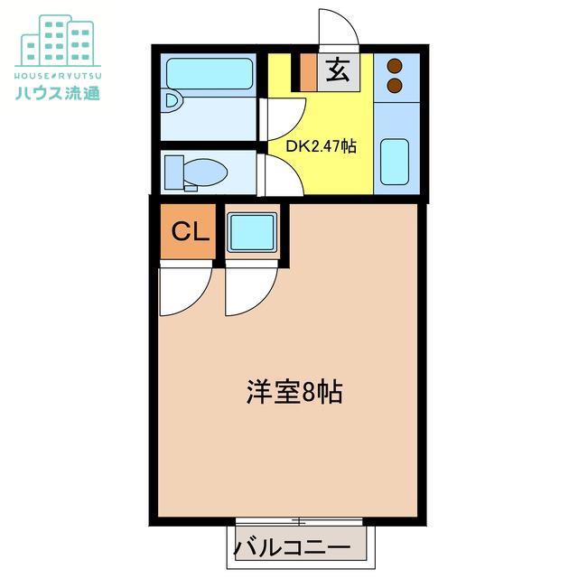 シティ西新B(1DK/2階)の間取り写真