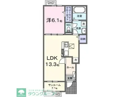 ラ・グリシーヌ A(1LDK/1階)の間取り写真