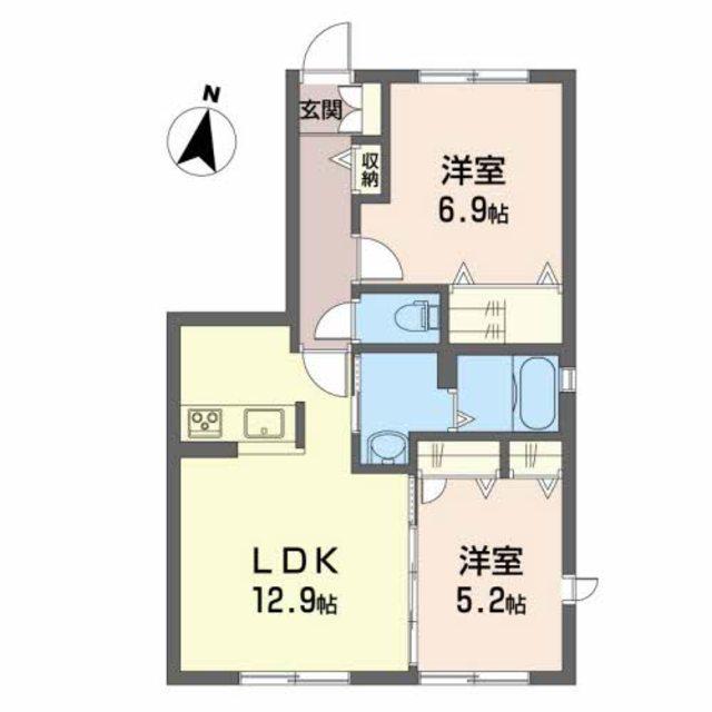 シャーメゾン・ベアーレB棟(2LDK/1階)の間取り写真