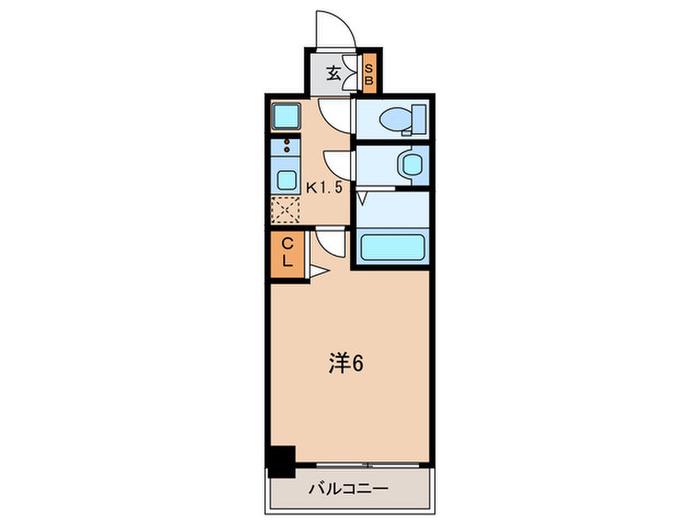 プレサンス神戸長田マリエント(1K/2階)の間取り写真