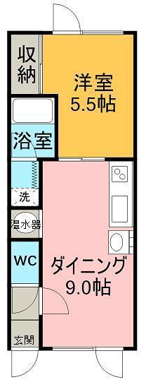 グリーンリバーB(1DK/1階)の間取り写真