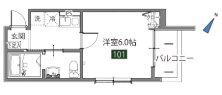 メルディア新川崎B(1K/1階)の間取り写真