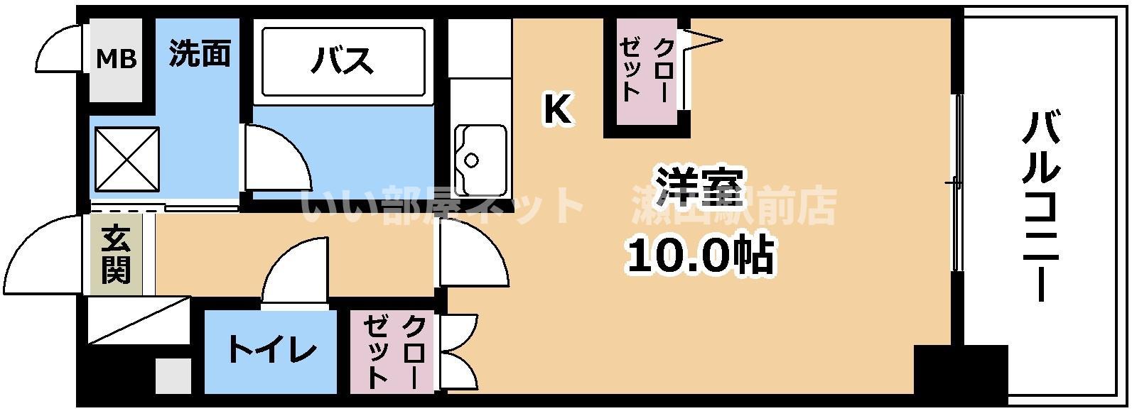 ウォーターマーク(ワンルーム/2階)の間取り写真