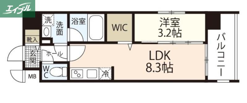 レジデンスカープ南中央町(1LDK/3階)の間取り写真