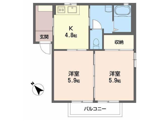 レジデンス新涯 B棟(2K/2階)の間取り写真
